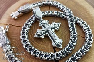 Silver chain "Ramses" 120 grams with a cross weighing 40 grams, фото